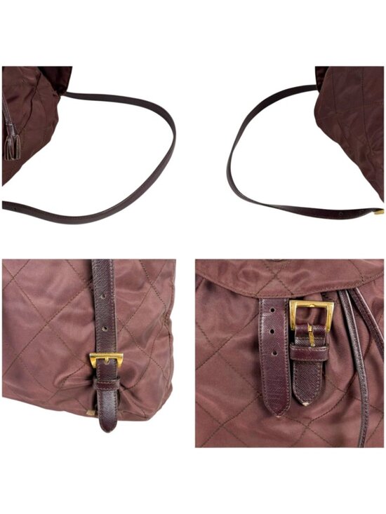 Prada Quilted Processing Tassel Charm Backpack Tessuto Nylon Wine Red main image 8